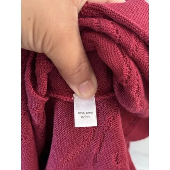 PERUVIAN CONNECTION Pima Cotton Knit Bodycon Textured Red Dress XS Boho Stretch - Picture 11 of 12